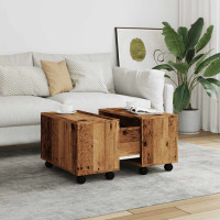 Produktbild för Soffbord åldrat trä 60x60x38 cm konstruerat trä