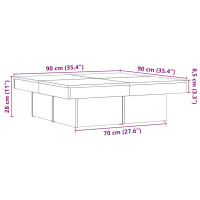 Produktbild för Soffbord artisan ek 90x90x28 cm konstruerat trä