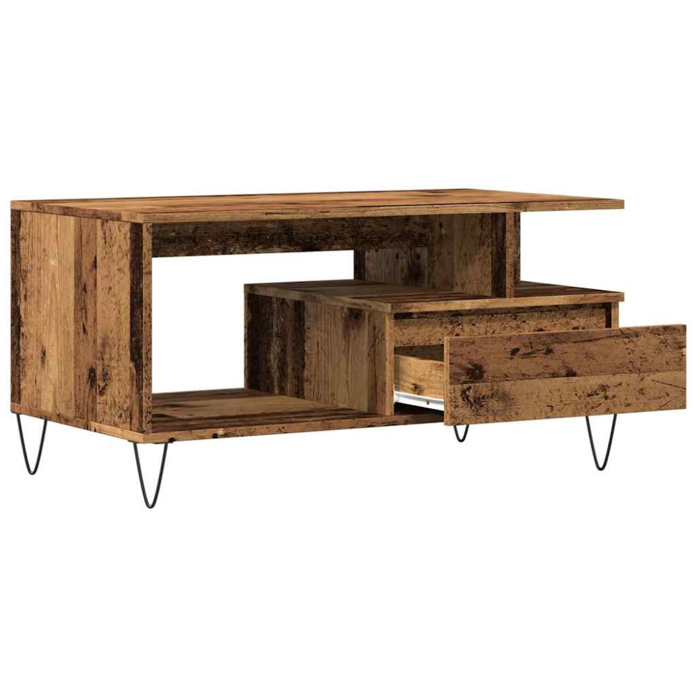 Produktbild för Soffbord åldrat trä 90x49x45 cm konstruerat trä