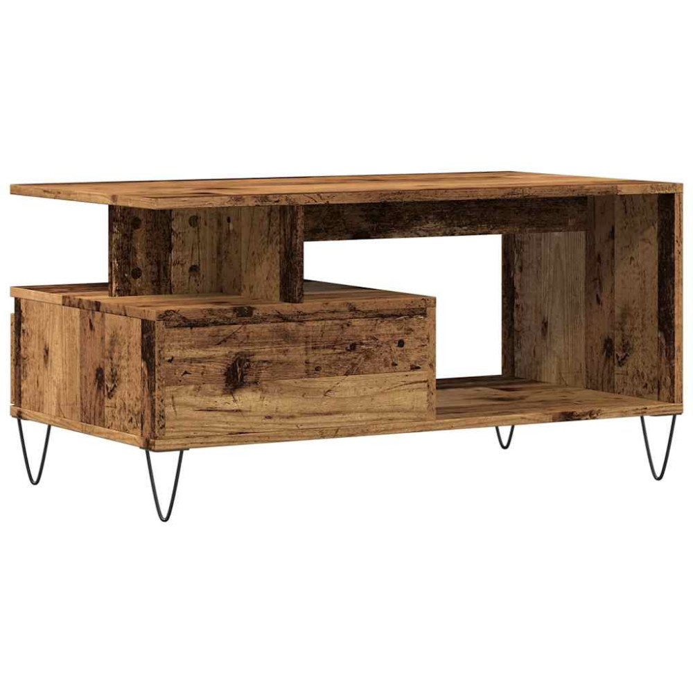 Produktbild för Soffbord åldrat trä 90x49x45 cm konstruerat trä