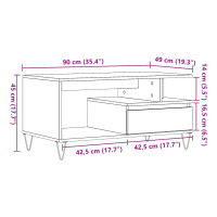 Produktbild för Soffbord åldrat trä 90x49x45 cm konstruerat trä