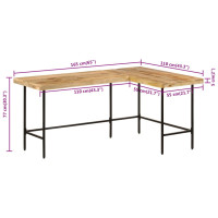 Produktbild för Skrivbord 165x110x77 cm massivt mangoträ och järn