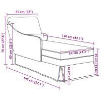 Produktbild för Schäslong med bolster och höger armstöd blå sammet