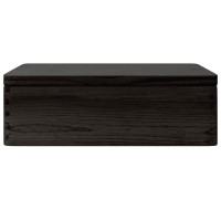 Produktbild för Trälåda med lock svart 40x30x13 cm massiv furu