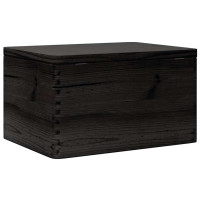 Produktbild för Trälåda med lock svart 40x30x23 cm massiv furu