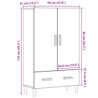 Produktbild för Högskåp artisan ek 70x31x115 cm konstruerat trä