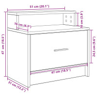 Produktbild för Sängbord med låda vit 51x31x47 cm