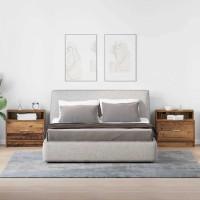 Produktbild för Sängbord 2 st med låda åldrat trä 51x31x47 cm