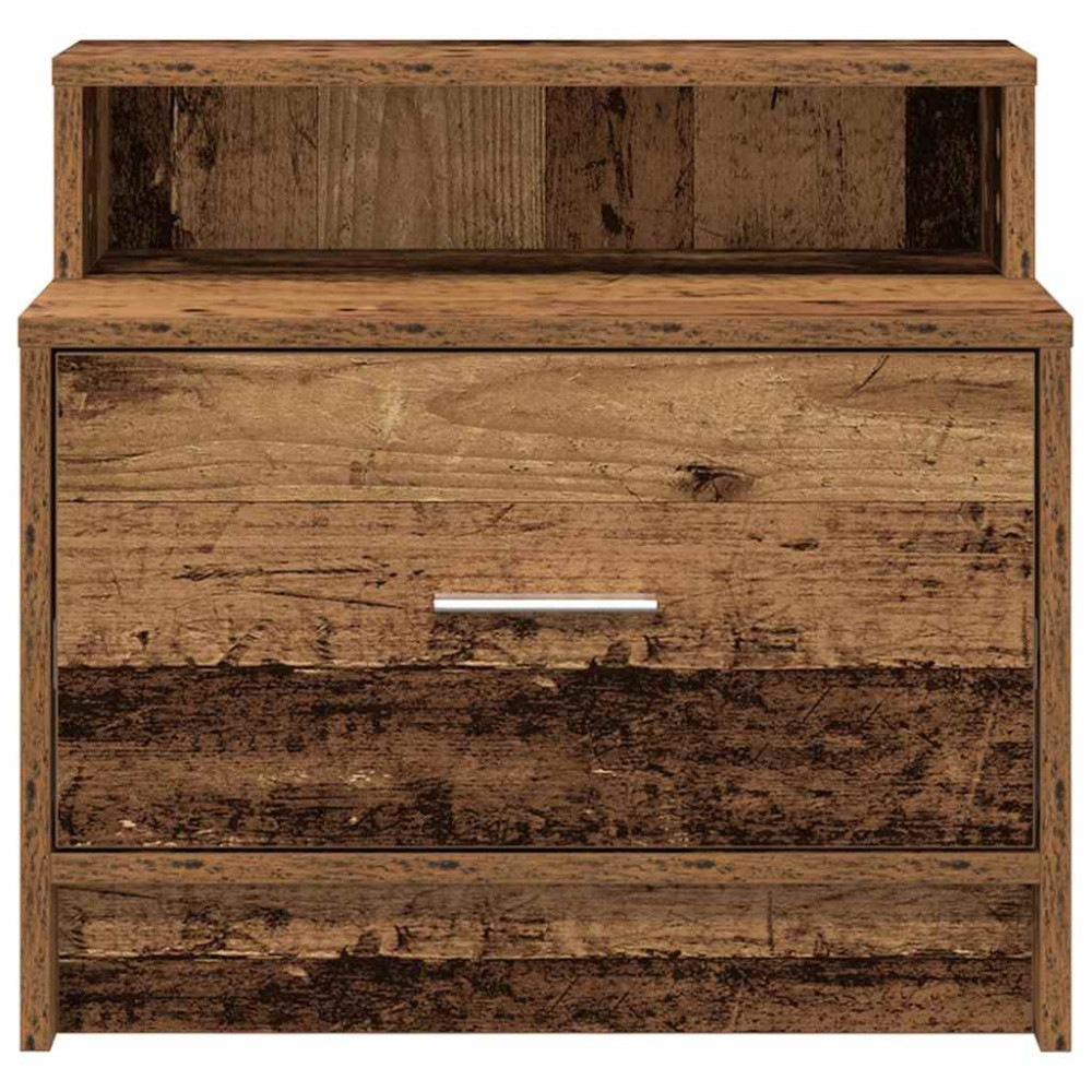 Produktbild för Sängbord 2 st med låda åldrat trä 51x31x47 cm