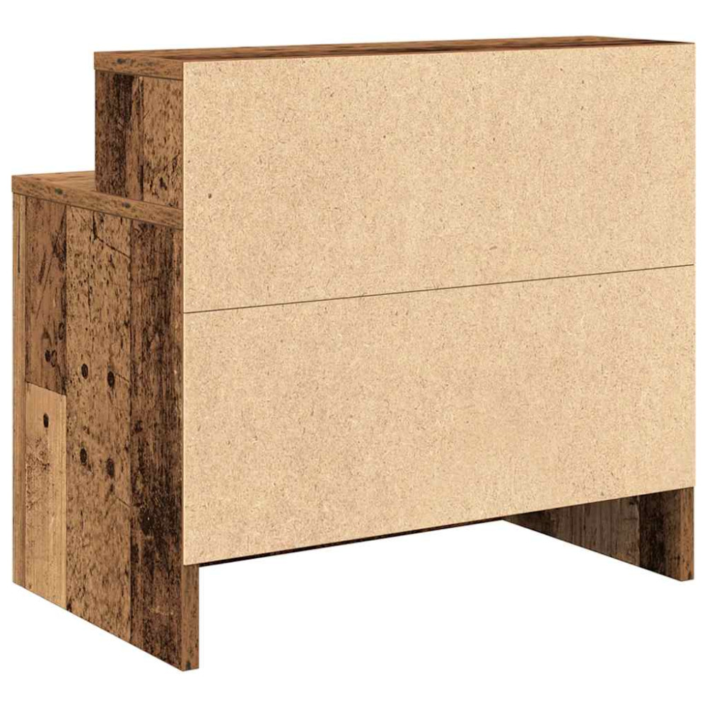 Produktbild för Sängbord 2 st med låda åldrat trä 51x31x47 cm