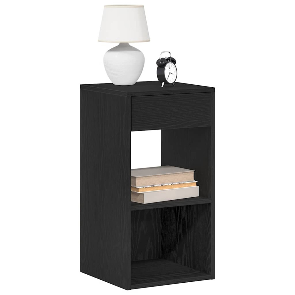Produktbild för Sängbord 2 st med låda svart ek 35x34x66,5 cm