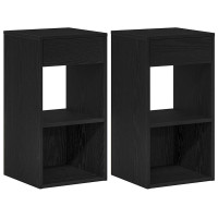 Produktbild för Sängbord 2 st med låda svart ek 35x34x66,5 cm