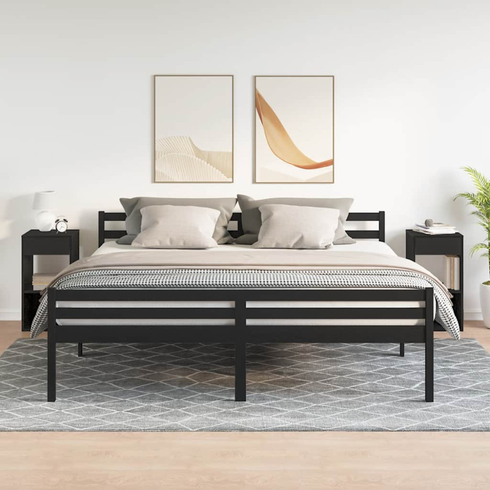 Produktbild för Sängbord 2 st med låda svart ek 35x34x66,5 cm