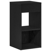 Produktbild för Sängbord 2 st med låda svart ek 35x34x66,5 cm