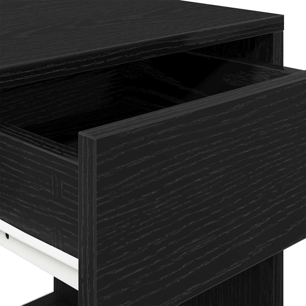 Produktbild för Sängbord 2 st med låda svart ek 35x34x66,5 cm