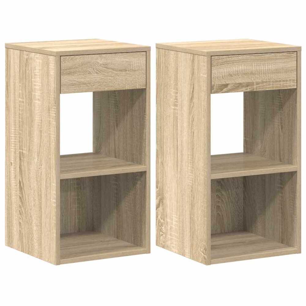 Produktbild för Sängbord 2 st med låda sonoma-ek 35x34x66,5 cm