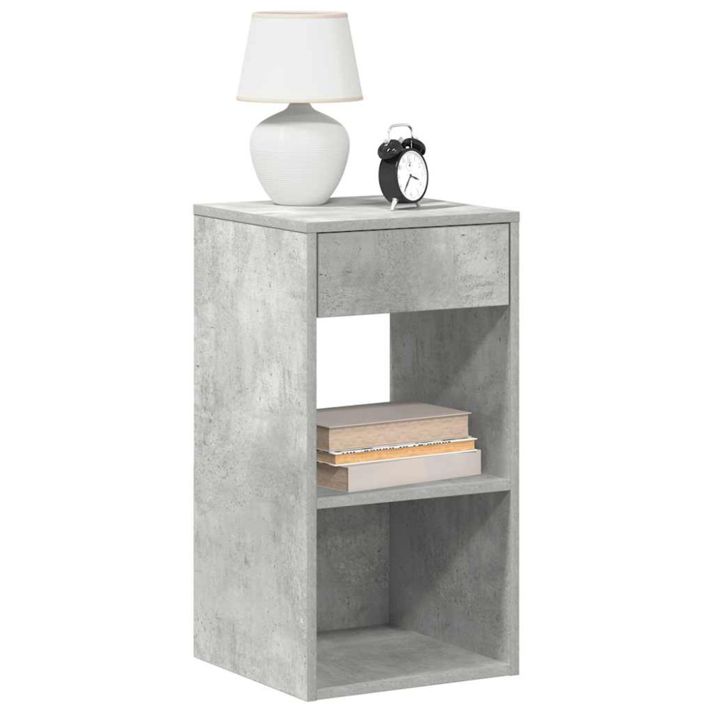 Produktbild för Sängbord 2 st med låda betonggrå 35x34x66,5 cm