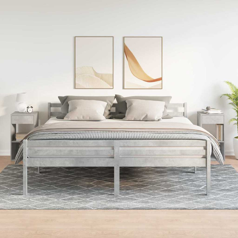 Produktbild för Sängbord 2 st med låda betonggrå 35x34x66,5 cm