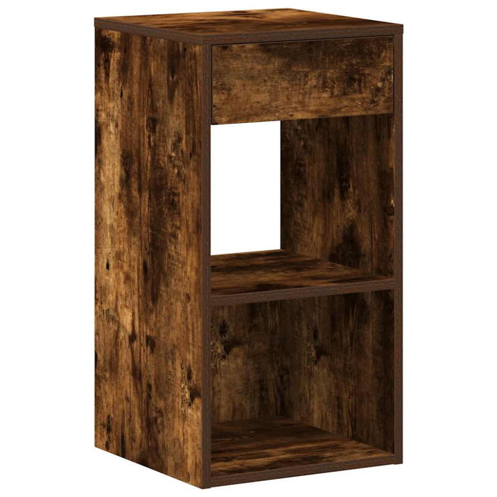 Produktbild för Sängbord med låda rökfärgad ek 35x34x66,5 cm