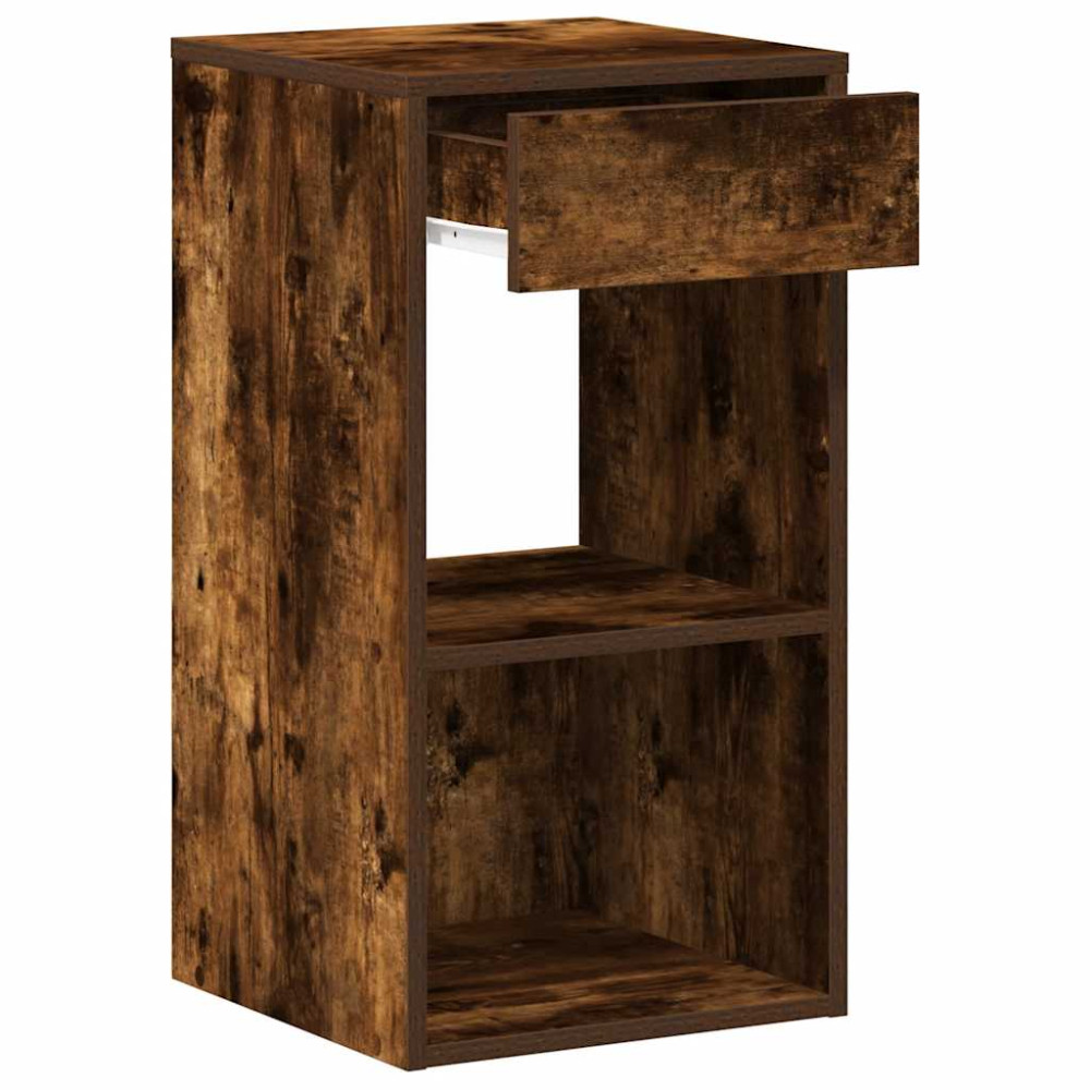 Produktbild för Sängbord med låda rökfärgad ek 35x34x66,5 cm