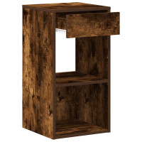 Produktbild för Sängbord 2 st med låda rökfärgad ek 35x34x66,5 cm