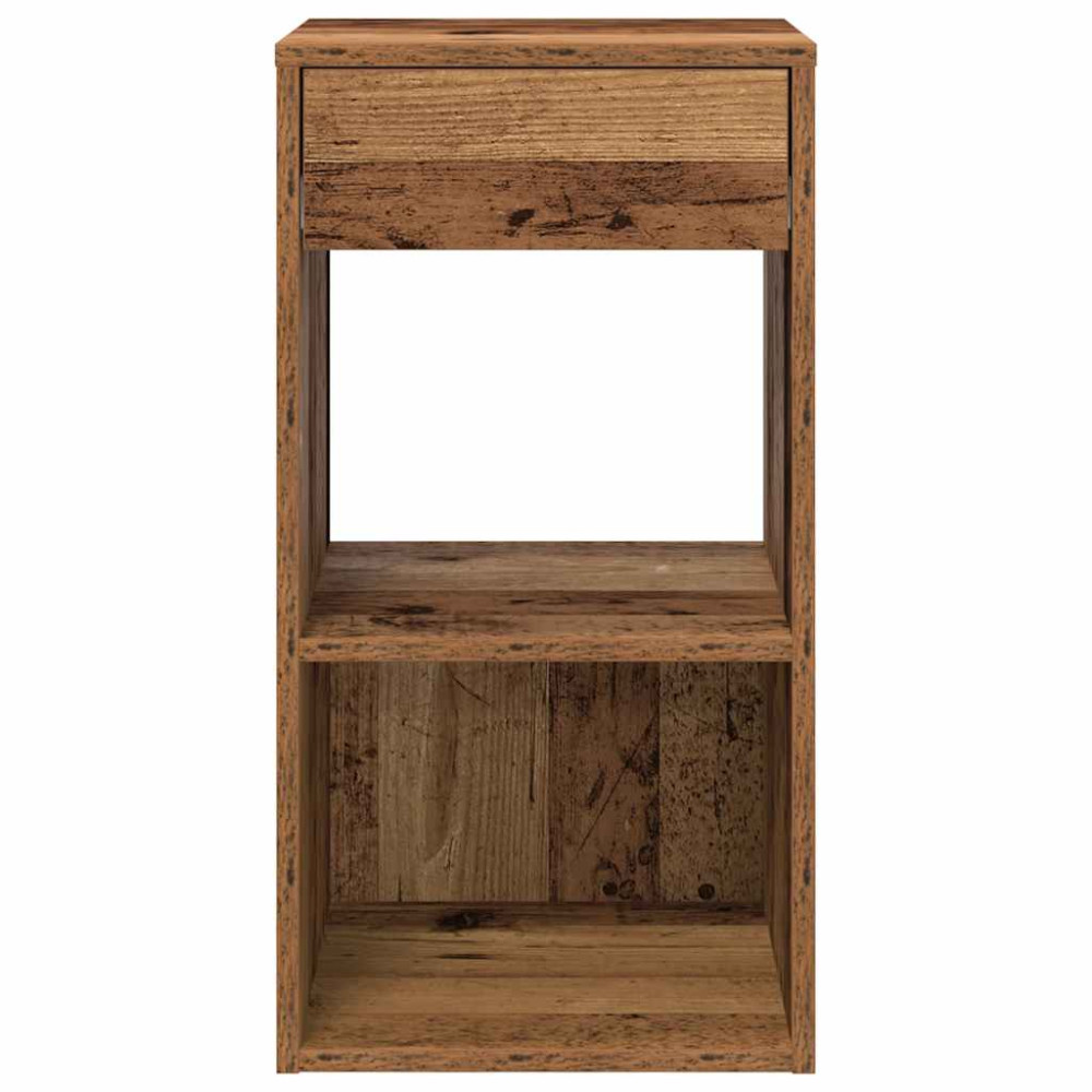Produktbild för Sängbord 2 st med låda åldrat trä 35x34x66,5 cm