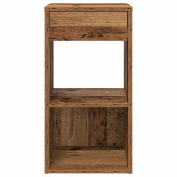 Produktbild för Sängbord 2 st med låda åldrat trä 35x34x66,5 cm