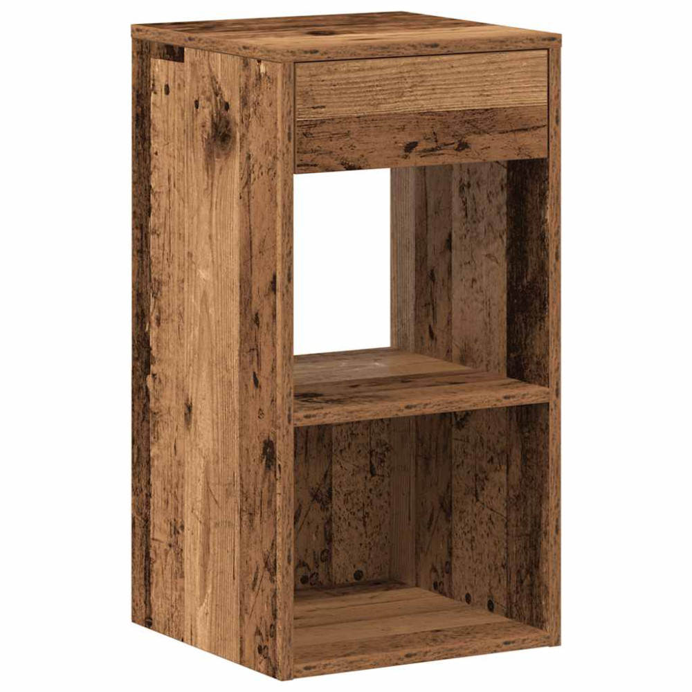 Produktbild för Sängbord 2 st med låda åldrat trä 35x34x66,5 cm