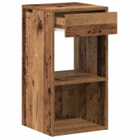 Produktbild för Sängbord 2 st med låda åldrat trä 35x34x66,5 cm