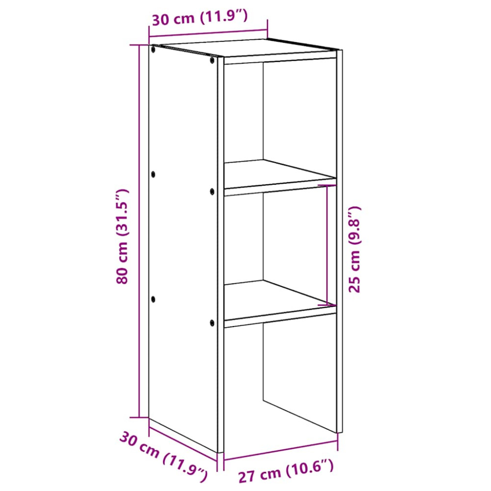 Produktbild för Bokhylla stapelbar vit 30x30x80 cm konstruerat trä