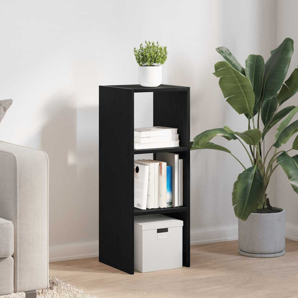 Produktbild för Bokhylla stapelbar svart ek 30x30x80 cm konstruerat trä