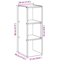 Produktbild för Bokhylla stapelbar svart ek 30x30x80 cm konstruerat trä