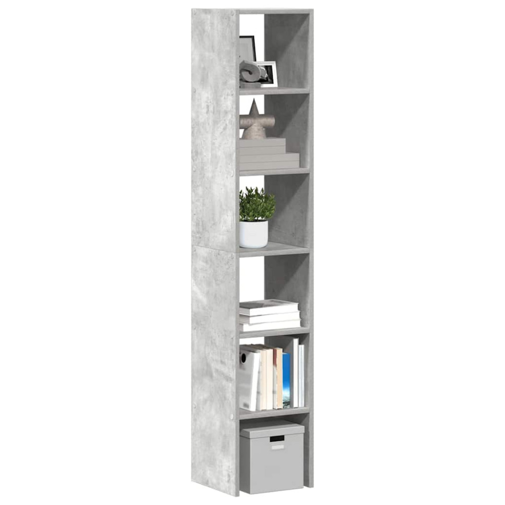 Produktbild för Bokhyllor 2 st stapelbara betonggrå 30x30x80 cm konstruerat trä