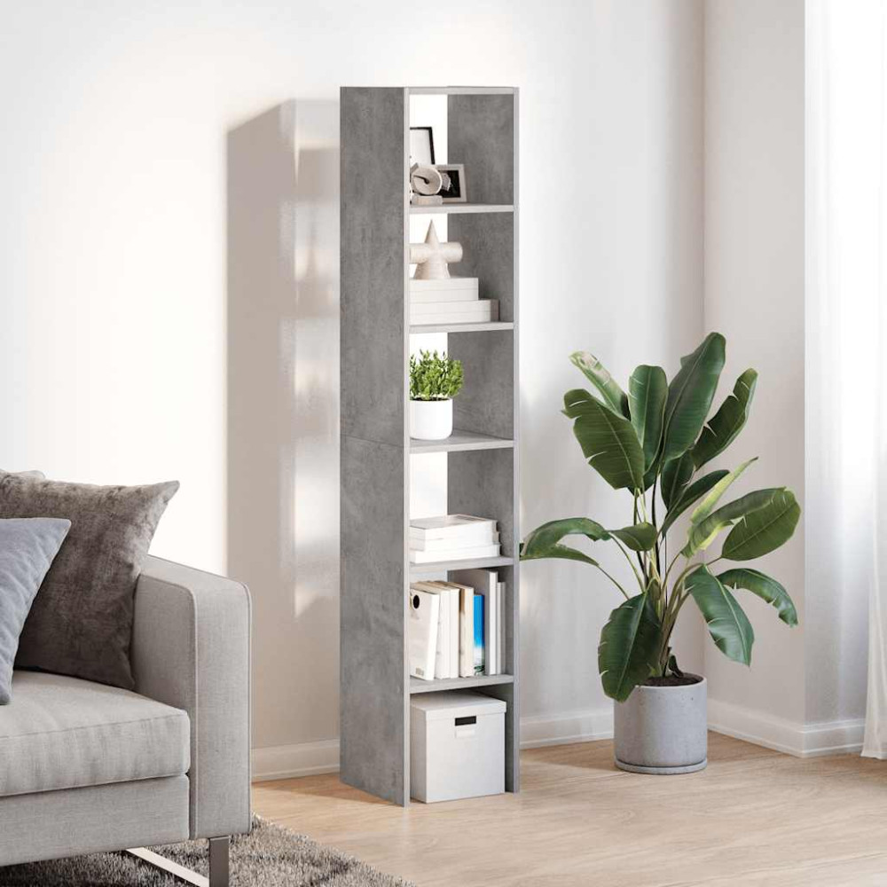 Produktbild för Bokhyllor 2 st stapelbara betonggrå 30x30x80 cm konstruerat trä