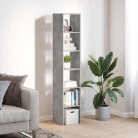 Produktbild för Bokhyllor 2 st stapelbara betonggrå 30x30x80 cm konstruerat trä