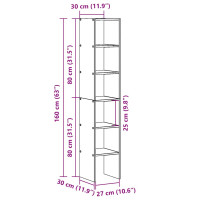 Produktbild för Bokhyllor 2 st stapelbara betonggrå 30x30x80 cm konstruerat trä