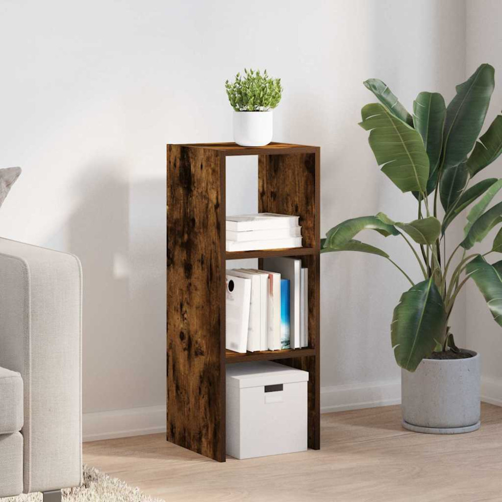 Produktbild för Bokhylla stapelbar rökfärgad ek 30x30x80 cm konstruerat trä