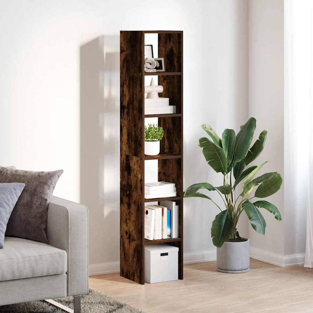Produktbild för Bokhyllor 2st stapelbar rökfärgad ek 30x30x80cm konstruerat trä