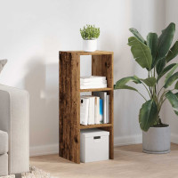 Produktbild för Bokhylla stapelbar åldrat trä 30x30x80 cm konstruerat trä