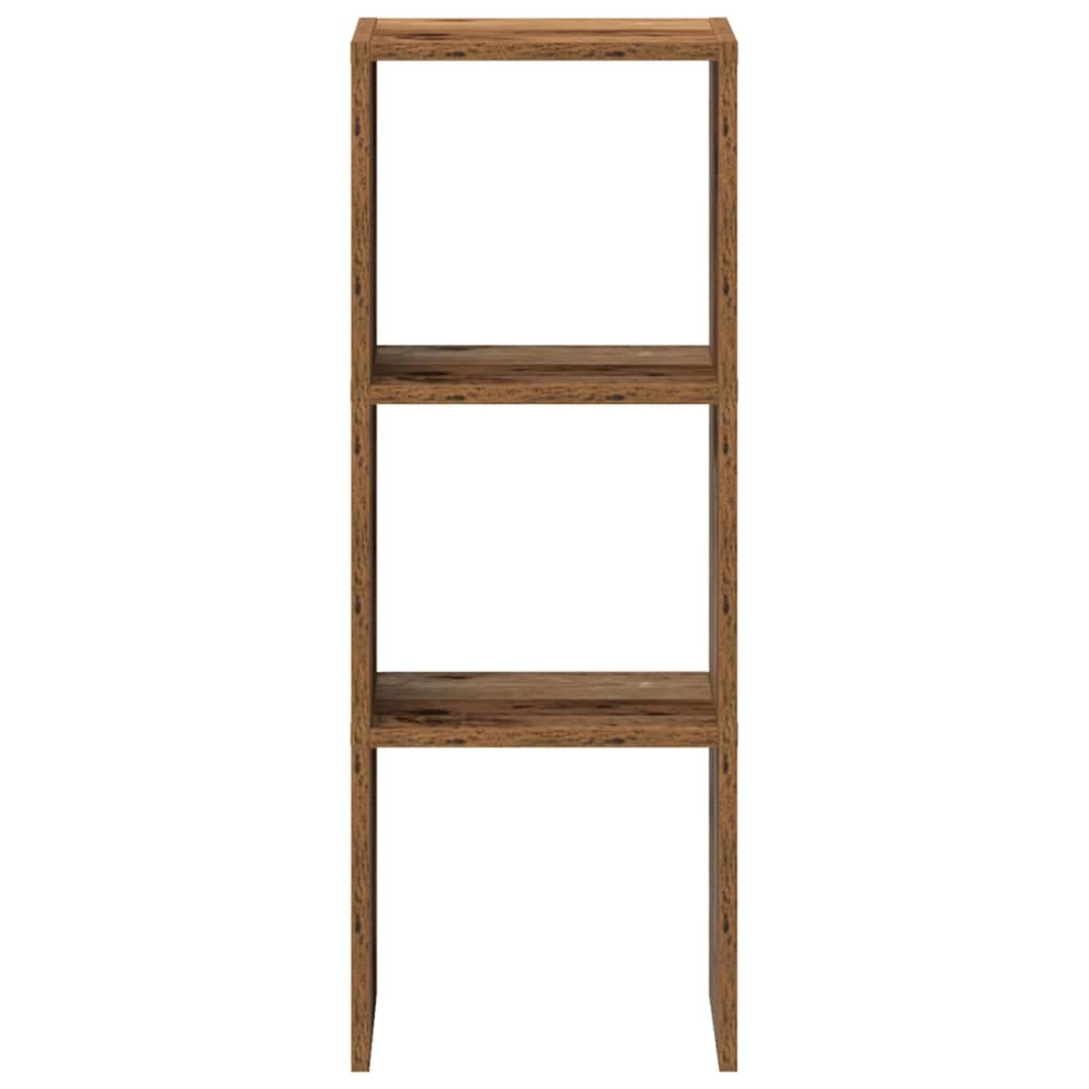 Produktbild för Bokhylla stapelbar åldrat trä 30x30x80 cm konstruerat trä