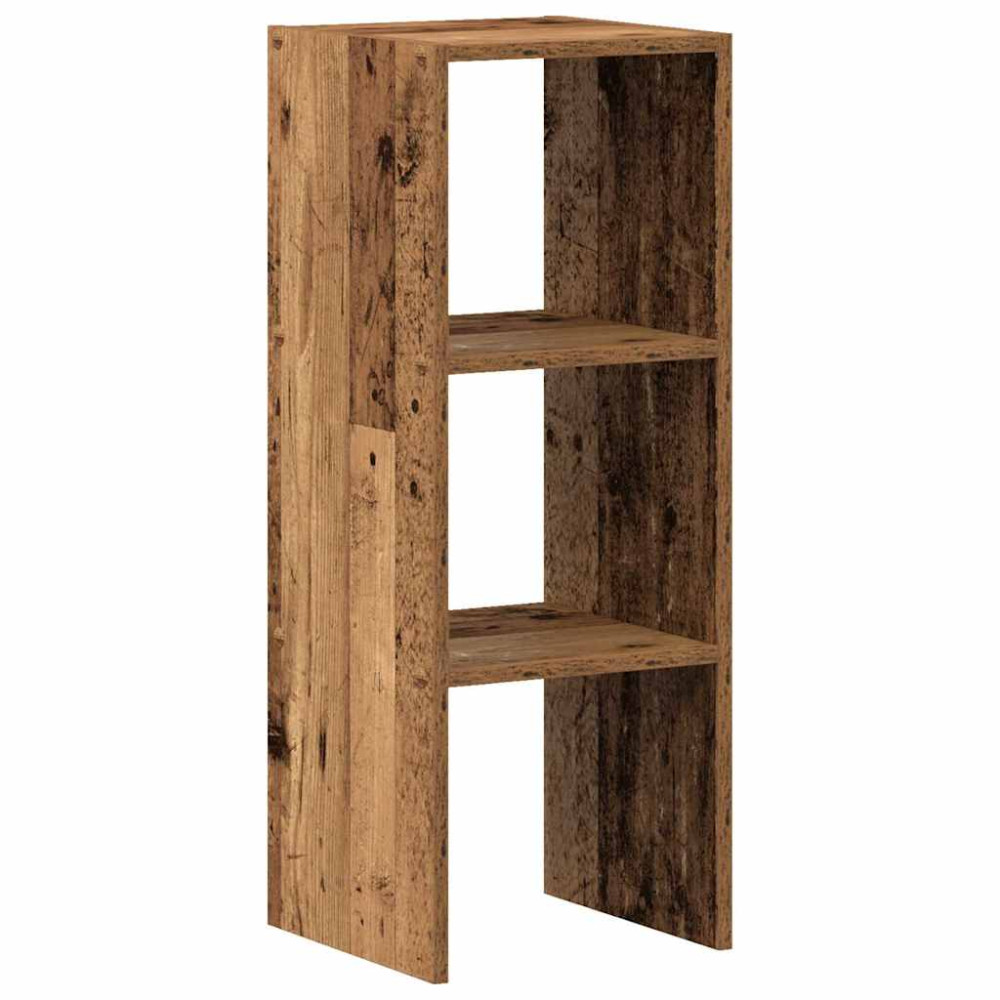 Produktbild för Bokhylla stapelbar åldrat trä 30x30x80 cm konstruerat trä