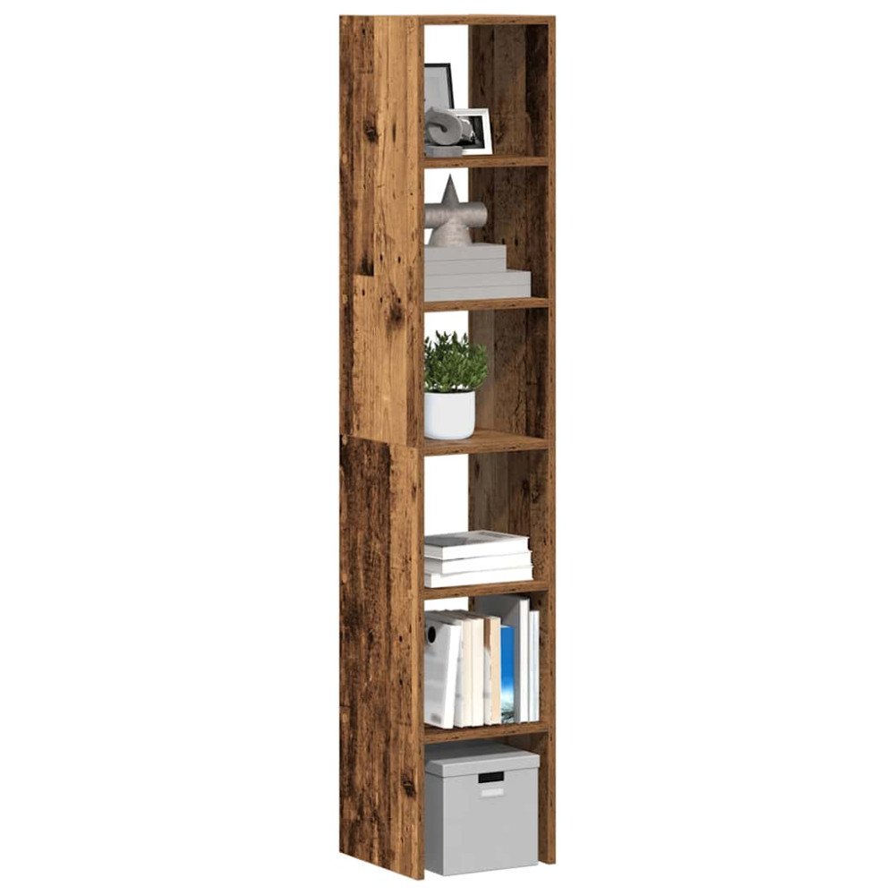 Produktbild för Bokhyllor 2 st stapelbara åldrat trä 30x30x80cm konstruerat trä
