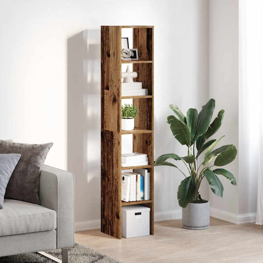 Produktbild för Bokhyllor 2 st stapelbara åldrat trä 30x30x80cm konstruerat trä