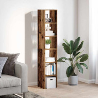 Produktbild för Bokhyllor 2 st stapelbara åldrat trä 30x30x80cm konstruerat trä