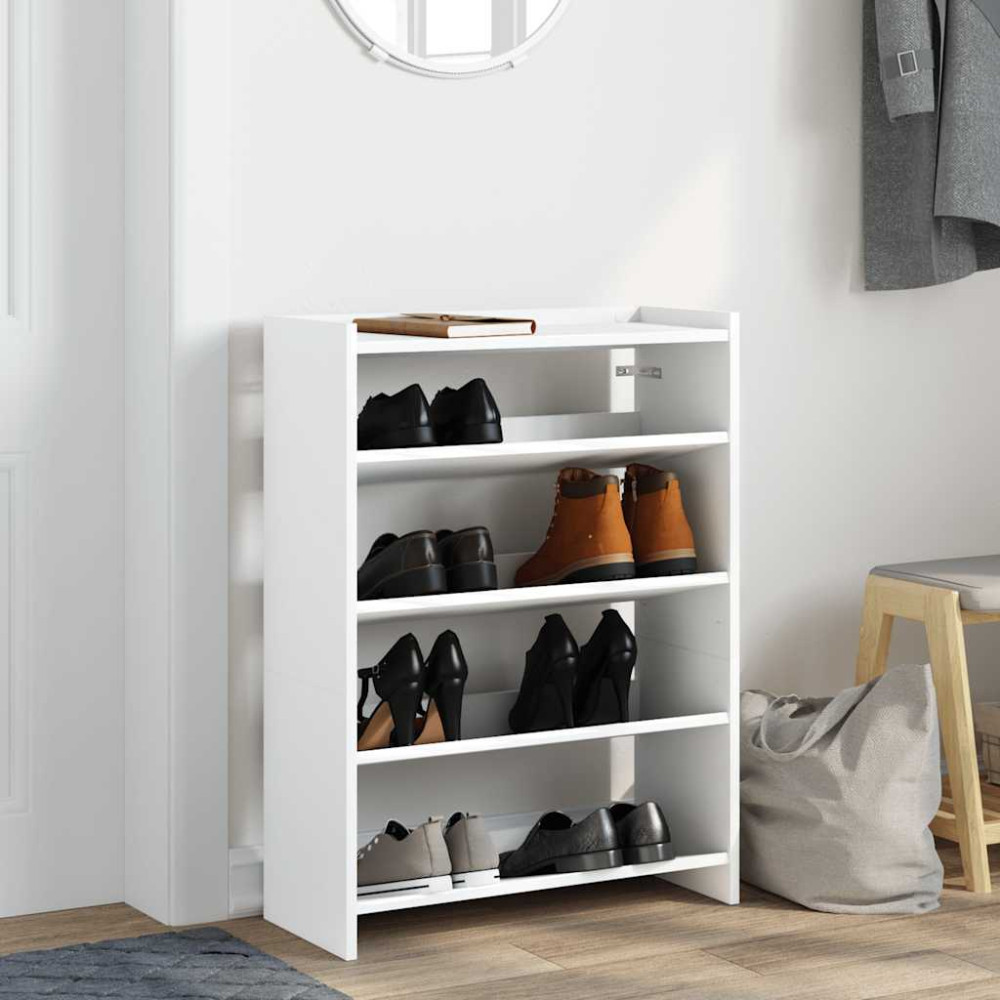 Produktbild för Skohylla vit 60x25x81 cm konstruerat trä