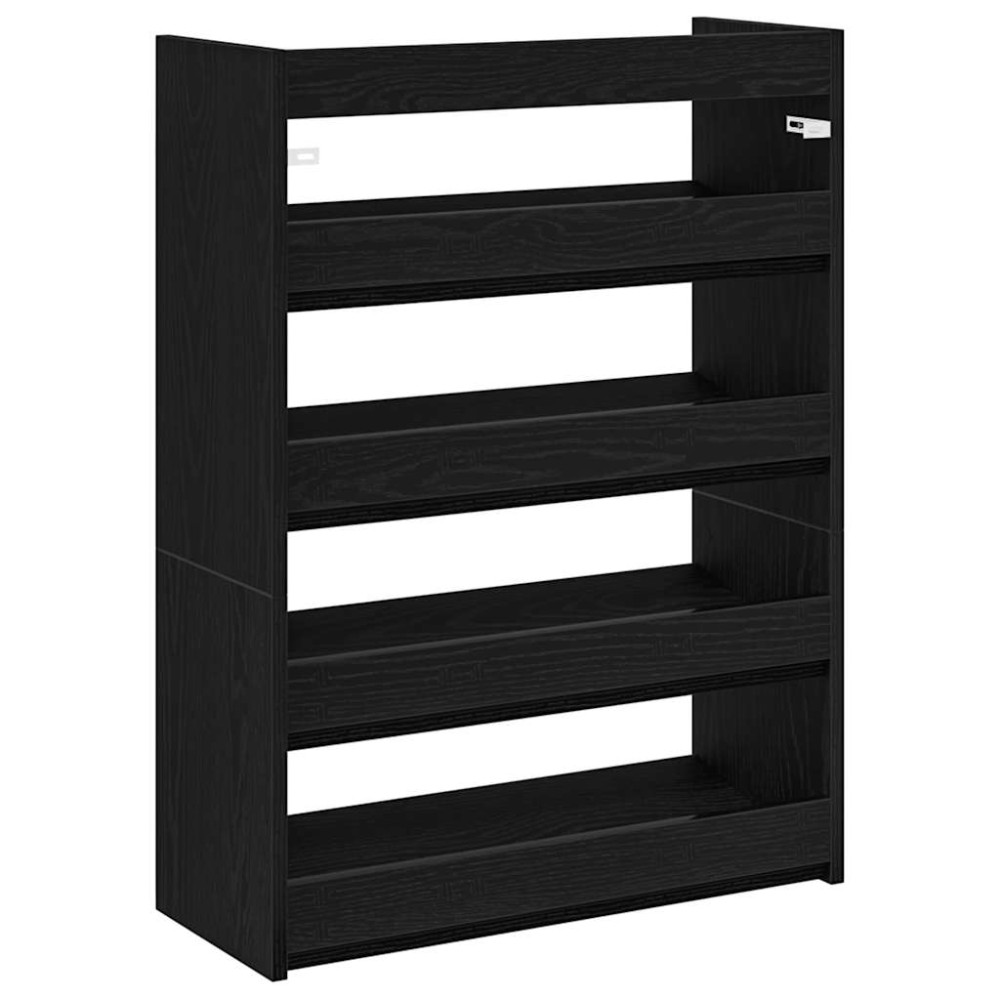 Produktbild för Skohylla svart 60x25x81 cm konstruerat trä