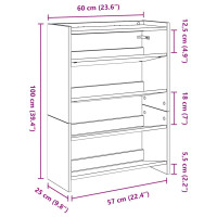 Produktbild för Skohylla sonoma-ek 60x25x81 cm konstruerat trä