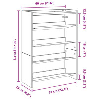 Produktbild för Skohylla betonggrå 60x25x81 cm konstruerat trä