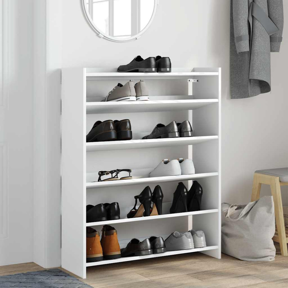 Produktbild för Skohylla vit 80x25x100 cm konstruerat trä