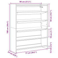 Produktbild för Skohylla vit 80x25x100 cm konstruerat trä